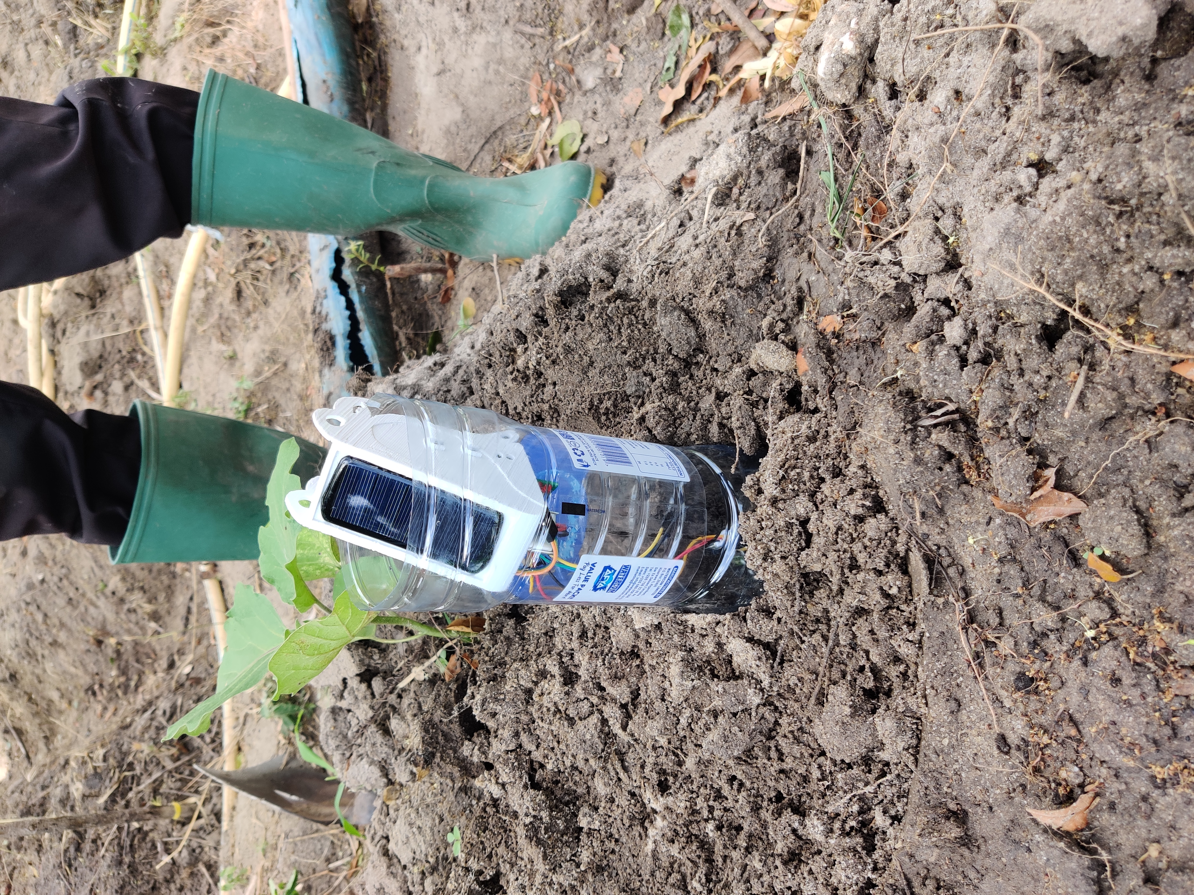 A prototype weather station device deployed at the University of Dar es Salaam test farm in Tanzania.