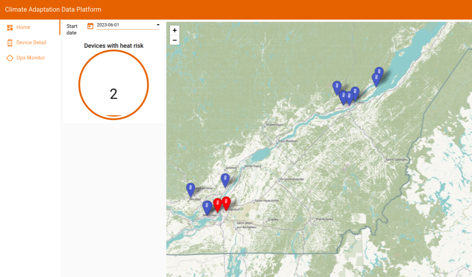 A screenshot of a policy dashboard showing active heat risk alerts for two devices.